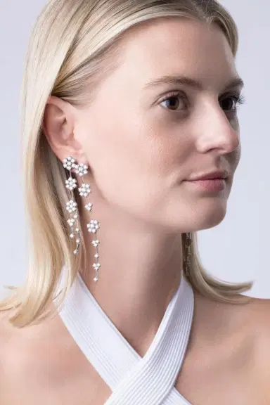 Zydo Diamond Cascading Flower Earrings | Thumbnail 1