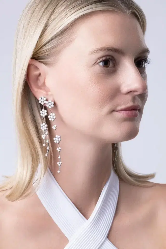 Zydo Diamond Cascading Flower Earrings