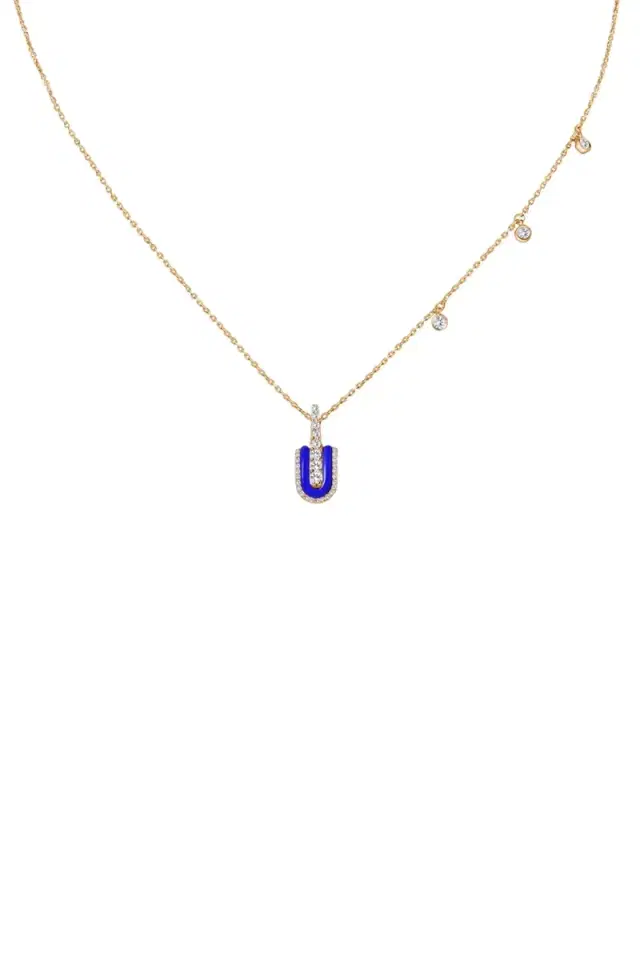 U LOS ANGELES Diamond Lapis U Solo Charm Necklace