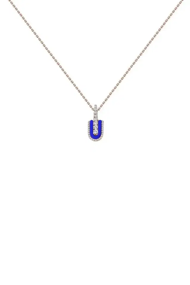 U LOS ANGELES Diamond Lapis U Solo Midi Necklace