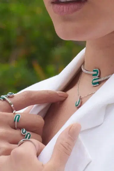 U LOS ANGELES Diamond Malachite U Solo Twisted Ring | Thumbnail 2 U LOS ANGELES Diamond Malachite U Solo Twisted Ring | Thumbnail 2