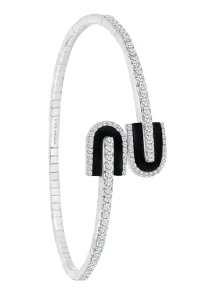 U LOS ANGELES Diamond Onyx U Duo Bangle Bracelet | Thumbnail 1