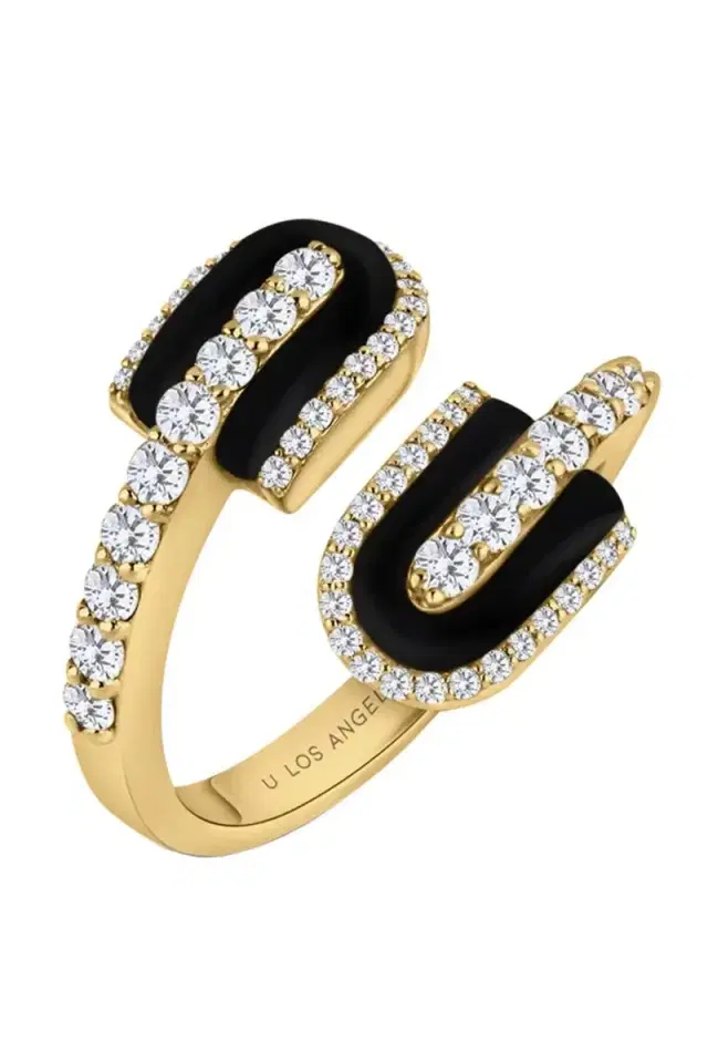 U LOS ANGELES Diamond Onyx U Duo Maxi Ring