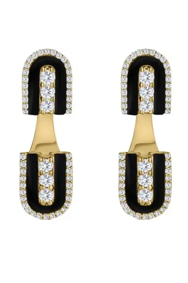 U LOS ANGELES Diamond Onyx U Floating Earrings | Thumbnail 1