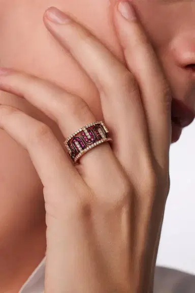 U LOS ANGELES Diamond Ruby U Band Ring | Thumbnail 2