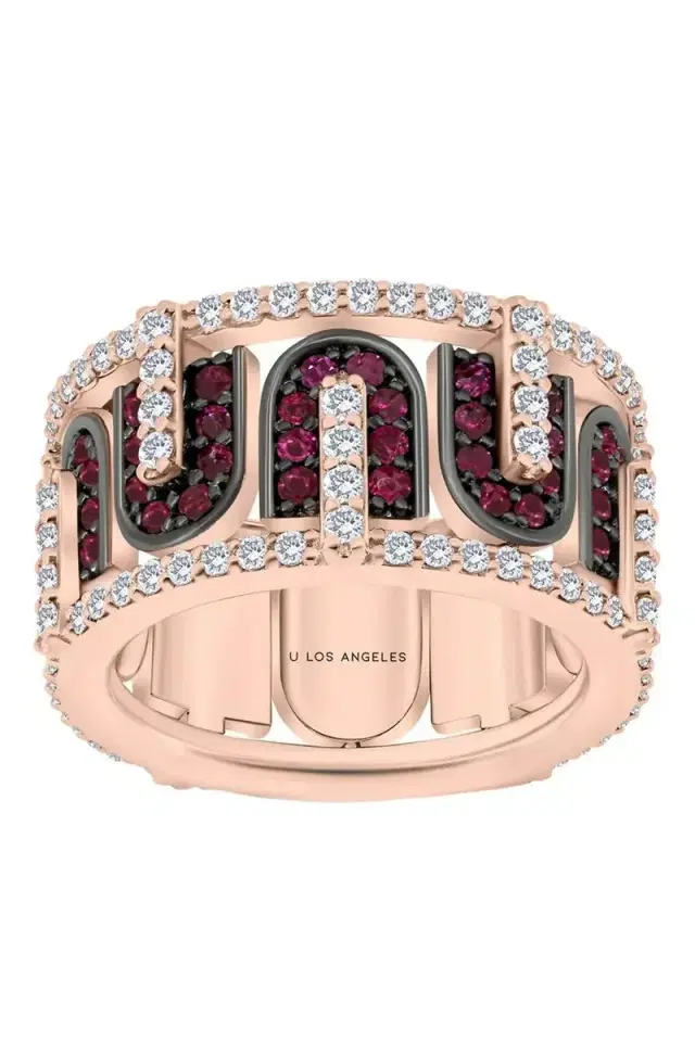 U LOS ANGELES Diamond Ruby U Band Ring