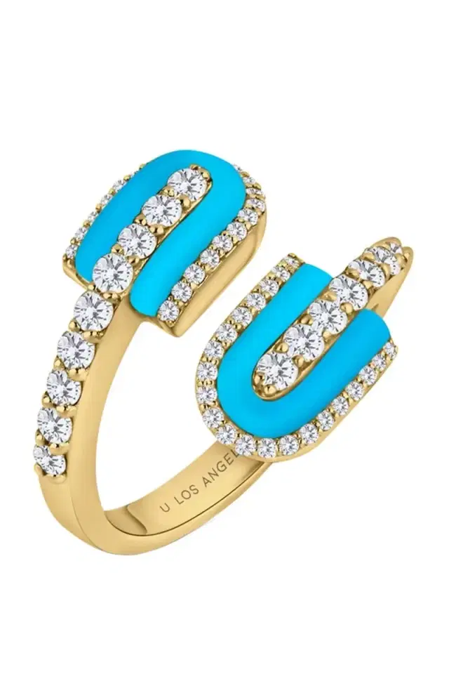 U LOS ANGELES Diamond Turquoise U Duo Maxi Ring