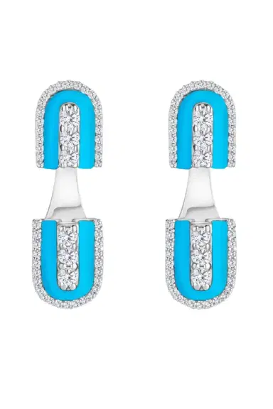 U LOS ANGELES Diamond Turquoise U Floating Stud Earrings | Thumbnail 1 U LOS ANGELES Diamond Turquoise U Floating Stud Earrings | Thumbnail 1