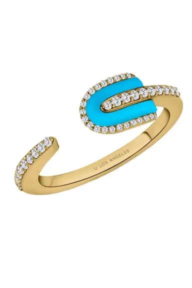 U LOS ANGELES Diamond Turquoise U Solo Open Ring | Thumbnail 1