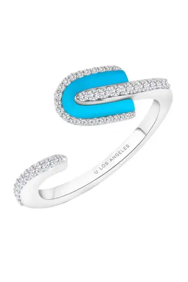U LOS ANGELES Diamond Turquoise U Solo Twsited Ring | Thumbnail 1