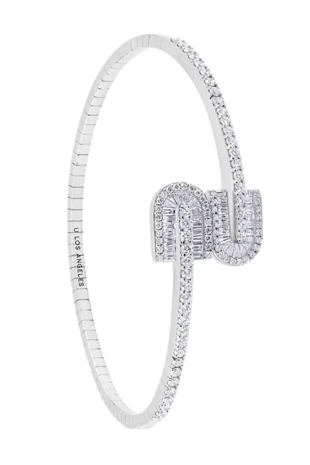 U LOS ANGELES Diamond U Duo Mini Baguette Bracelet - White Gold