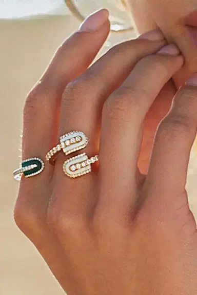 U LOS ANGELES Diamond White Quartz U Duo Twist Ring - Rose Gold | Thumbnail 2
