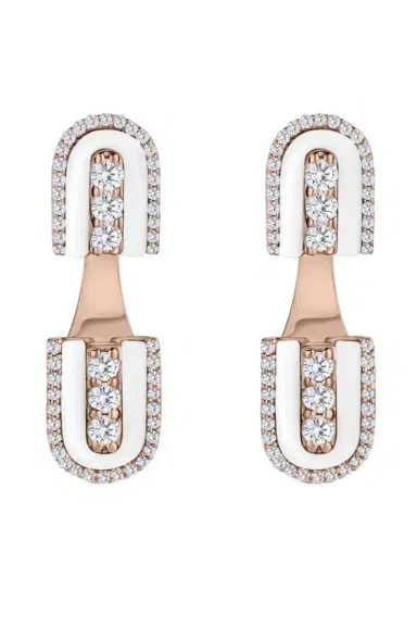 U LOS ANGELES Diamond White Quartz U Floating Stud Earrings | Thumbnail 1