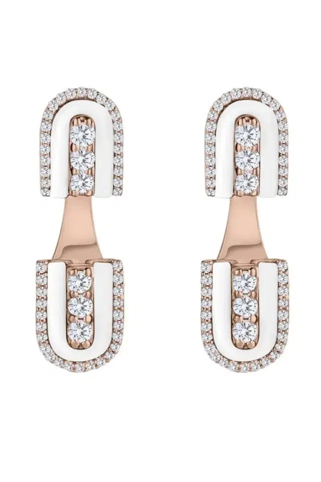 U LOS ANGELES Diamond White Quartz U Floating Stud Earrings