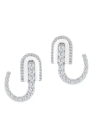 U LOS ANGELES Diamond White Quartz U Huggie Hoop Earrings | Thumbnail 1 U LOS ANGELES Diamond White Quartz U Huggie Hoop Earrings | Thumbnail 1