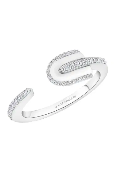 U LOS ANGELES Diamond White Quartz U Solo Open Ring | Thumbnail 1