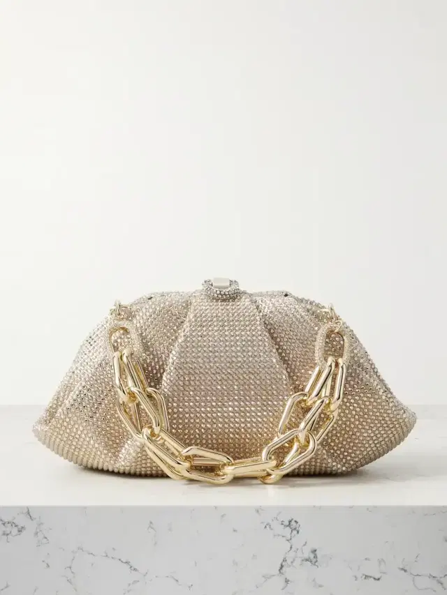 Gemma Crystal-embellished Satin Clutch