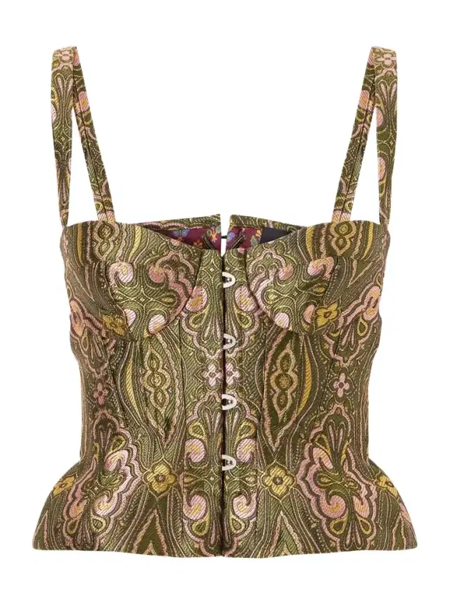Floral Paisley-print Jacquard Bustier Top