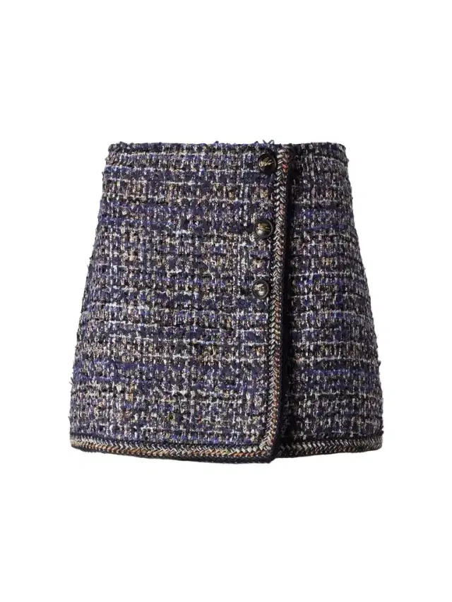 Etro Wrap Button Tweed Mini Skirt