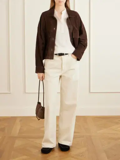 MUUÑ Nina Leather-trimmed Raffia Shoulder Bag | Thumbnail 3