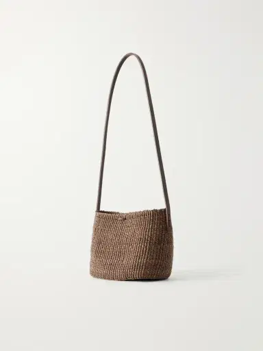 MUUÑ Nina Leather-trimmed Raffia Shoulder Bag | Thumbnail 4