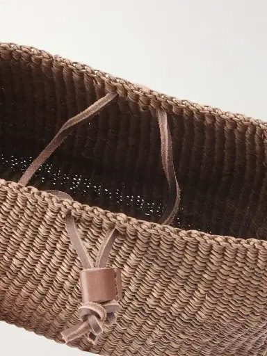 MUUÑ Nina Leather-trimmed Raffia Shoulder Bag | Thumbnail 6