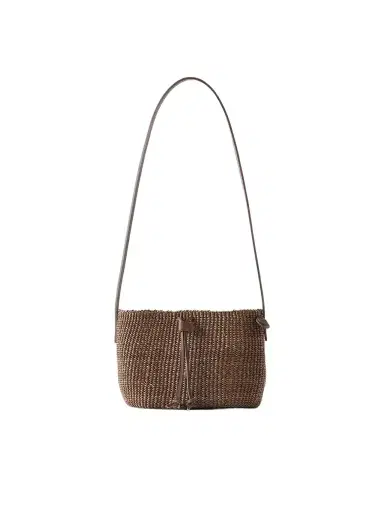MUUÑ Nina Leather-trimmed Raffia Shoulder Bag | Thumbnail 1