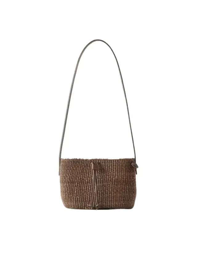 MUUÑ Nina Leather-trimmed Raffia Shoulder Bag