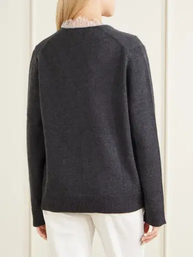 Loulou de Saison Leyla Lace-trimmed Cashmere Sweater | Thumbnail 4 Loulou de Saison Leyla Lace-trimmed Cashmere Sweater | Thumbnail 4