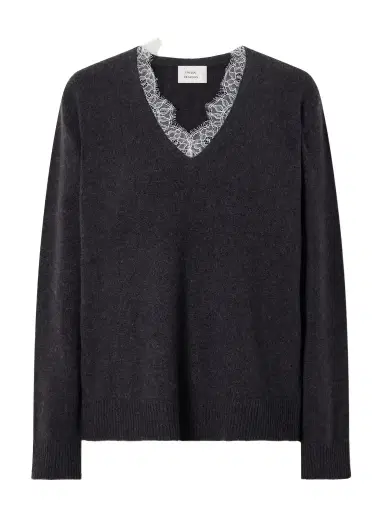 Loulou de Saison Leyla Lace-trimmed Cashmere Sweater | Thumbnail 1 Loulou de Saison Leyla Lace-trimmed Cashmere Sweater | Thumbnail 1