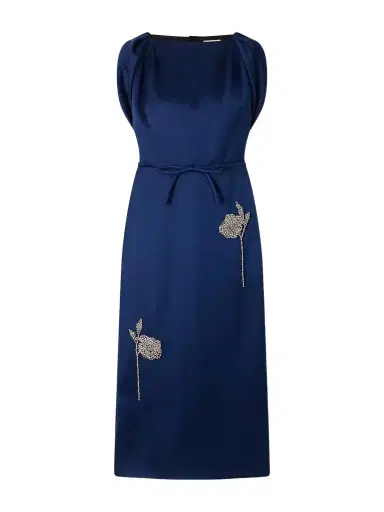 Erdem Bow-detail Embroidered Satin Midi Dress | Thumbnail 1 Erdem Bow-detail Embroidered Satin Midi Dress | Thumbnail 1