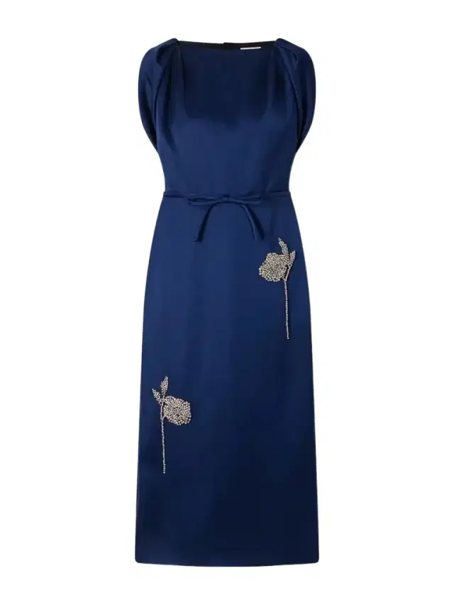 Erdem Bow-detail Embroidered Satin Midi Dress