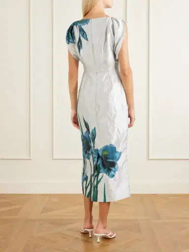 Erdem Floral-print Textured Satin Midi Dress | Thumbnail 3 Erdem Floral-print Textured Satin Midi Dress | Thumbnail 3