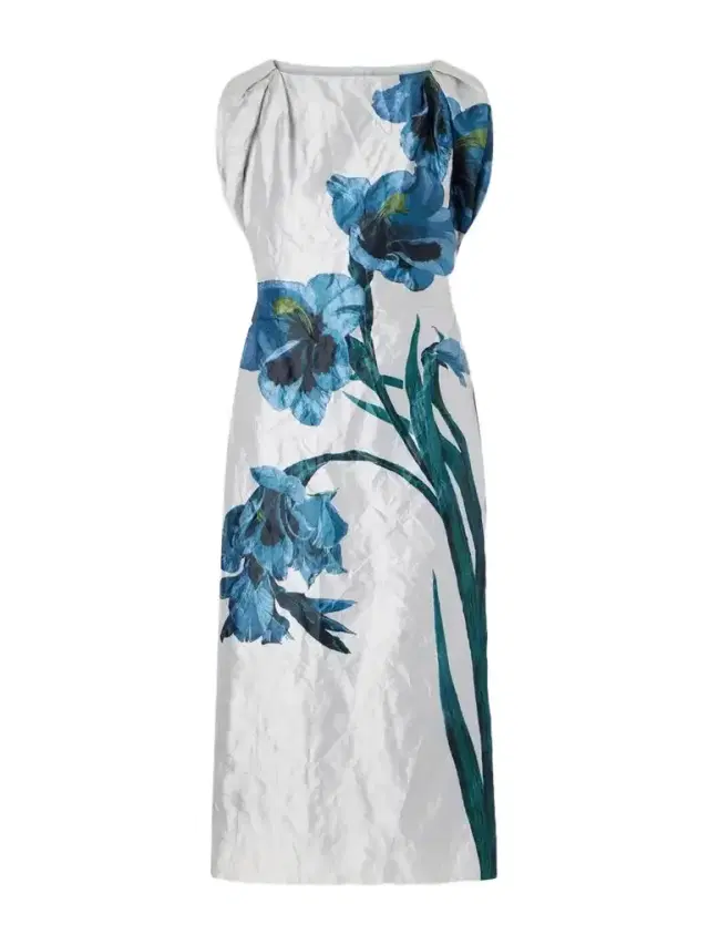 Floral-print Textured Satin Midi Dress