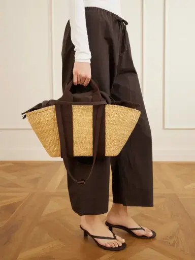 MUUÑ Cotton-trimmed Raffia Tote | Thumbnail 2