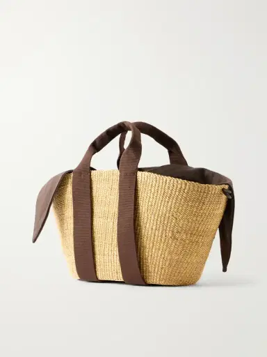 MUUÑ Cotton-trimmed Raffia Tote | Thumbnail 4