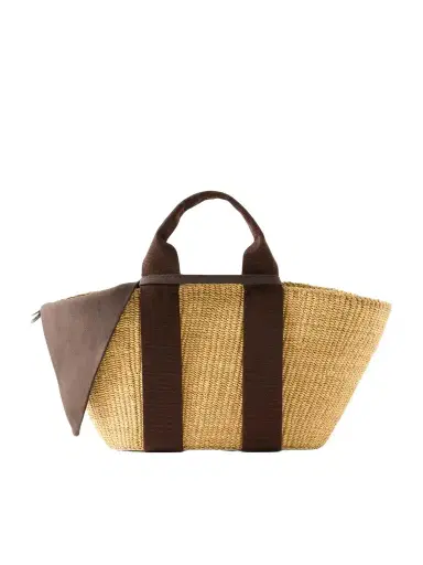 MUUÑ Cotton-trimmed Raffia Tote | Thumbnail 1