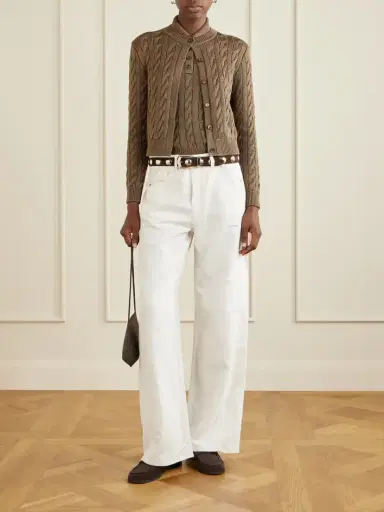 Ralph Lauren Collection Cable-knit Halterneck Stretch-silk Polo | Thumbnail 2