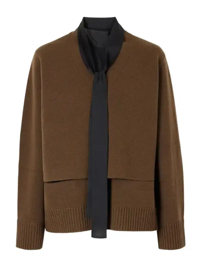 Scarf-detailed Wool Cardigan