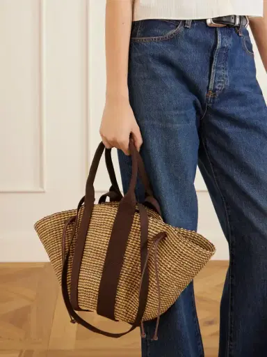 MUUÑ Cotton And Leather-trimmed Raffia Tote | Thumbnail 2