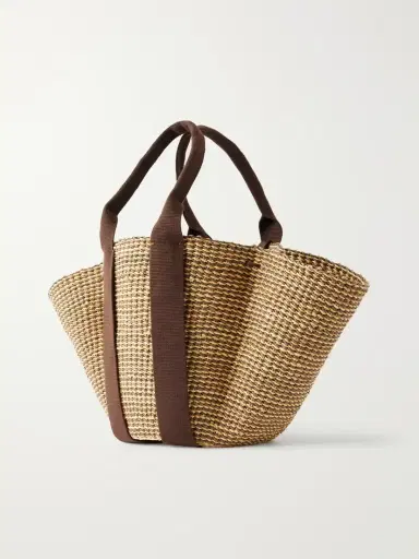 MUUÑ Cotton And Leather-trimmed Raffia Tote | Thumbnail 3