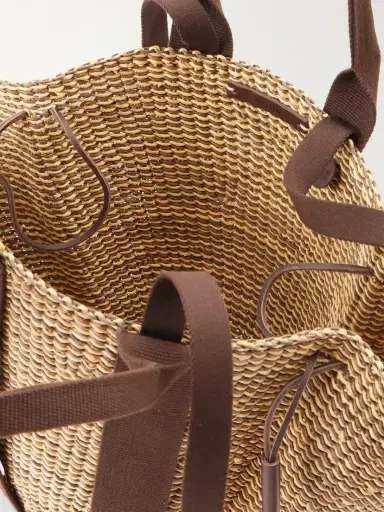 MUUÑ Cotton And Leather-trimmed Raffia Tote | Thumbnail 5