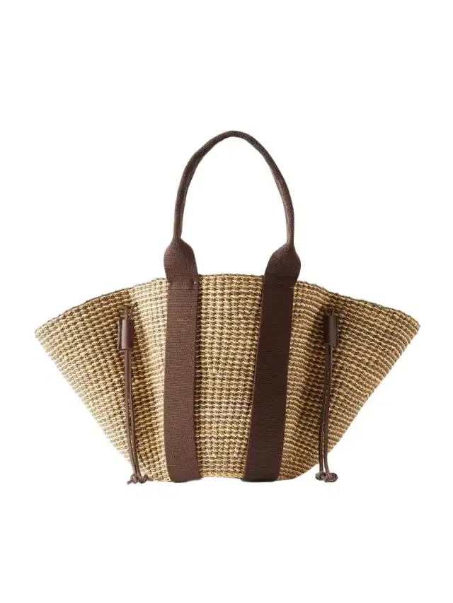 Cotton And Leather-trimmed Raffia Tote