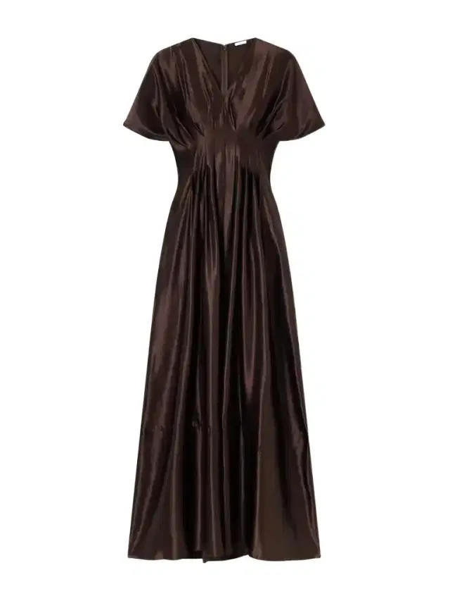 Joseph Nova Gathered Linen And Silk-blend Maxi Dress