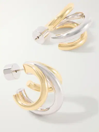 Jennifer Fisher Triple Lilly 10-karat Gold And Sterling Silver-plated Brass Earrings | Thumbnail 3 Jennifer Fisher Triple Lilly 10-karat Gold And Sterling Silver-plated Brass Earrings | Thumbnail 3