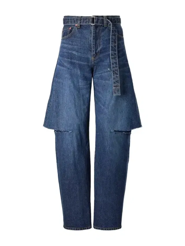 Belted Cut-out Mid-rise Wide-leg Jeans