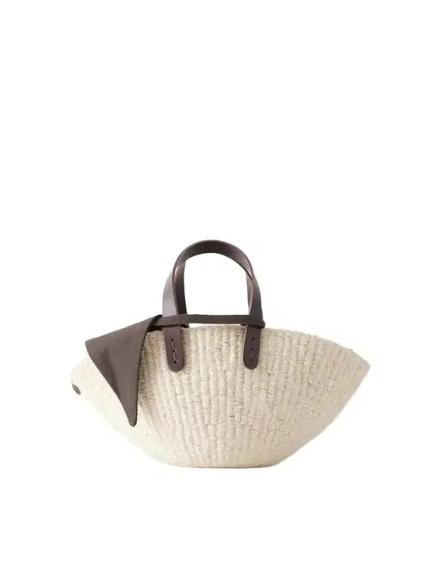 MUUÑ Sophia Leather And Cotton-trimmed Raffia Mini Tote
