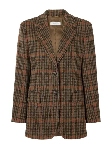 Max Mara Mxmgalgosce Houndstooth Wool And Cotton-blend Blazer | Thumbnail 1 Max Mara Mxmgalgosce Houndstooth Wool And Cotton-blend Blazer | Thumbnail 1