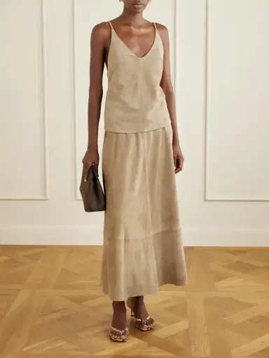 St. Agni Paneled Suede Midi Skirt | Thumbnail 2 St. Agni Paneled Suede Midi Skirt | Thumbnail 2