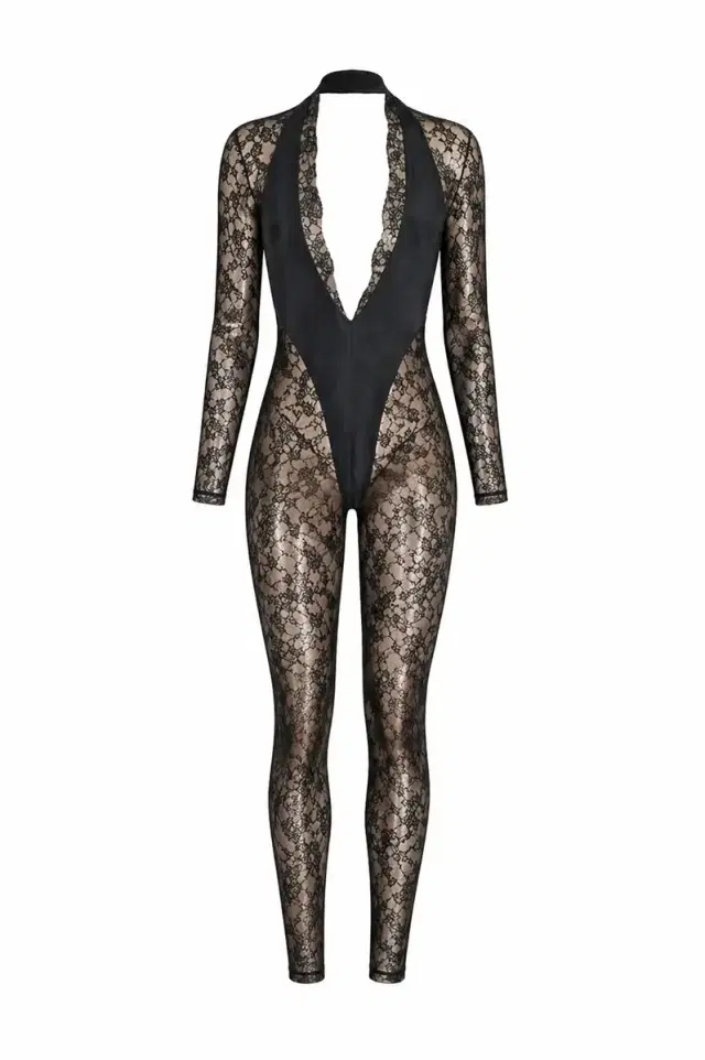 LaQuan Smith Deep V Full Length Catsuit
